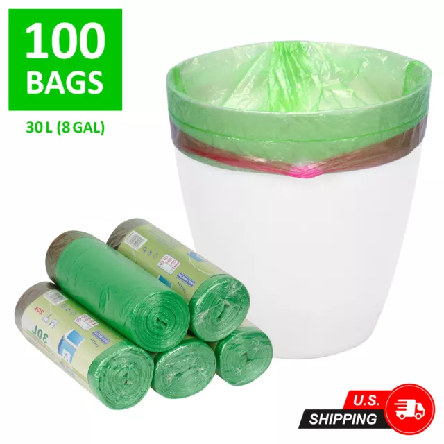 LS 100 Count - 8 Gal, 30L - Garbage Trash Bags for Office, Home, Kitchen Waste