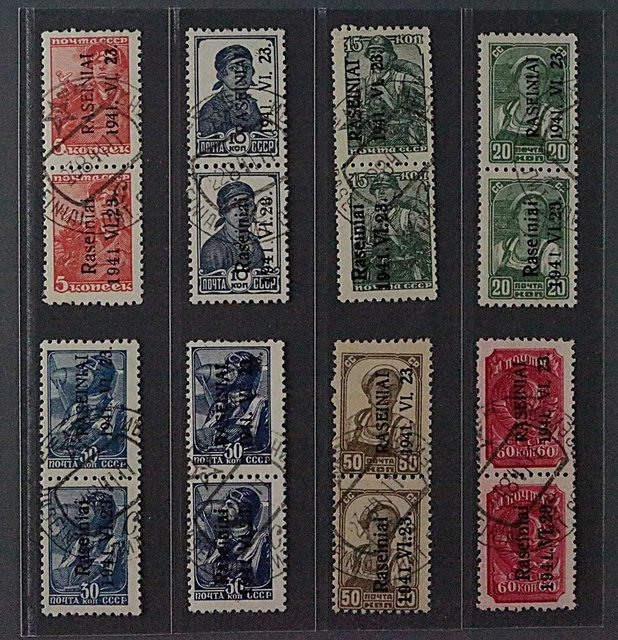 RASEINIAI 1-7 I+II, Typen-Paare I+II komplett, Briefstück, Fotobefund KW 780,- €