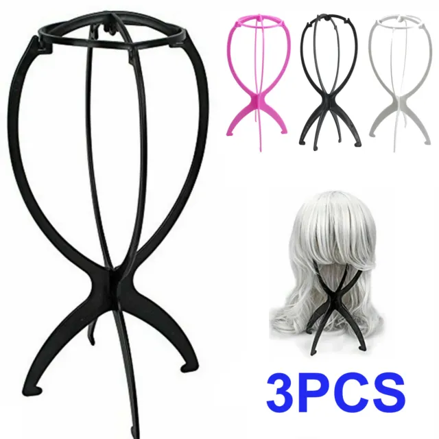 3pcs Plastic Wig Display Mannequin Head Hat Cap Hair Holder Foldable Stable Tool