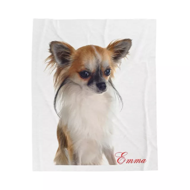 Chihuahua Custom Dog Throw Blanket Personalized Photo Gift 30x40 50x60 60x80