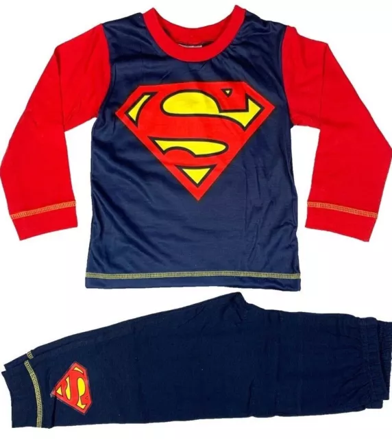 Official Superman Boys Pyjamas Pajamas Pjs Girls Toddlers Kids Children 2 3 4 5