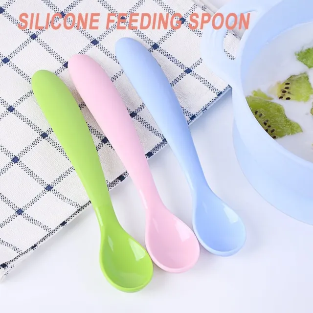 1PC Silicone Soft Safe Baby Feeding Spoon Set for Toddler Infant Feeding HOT NLM