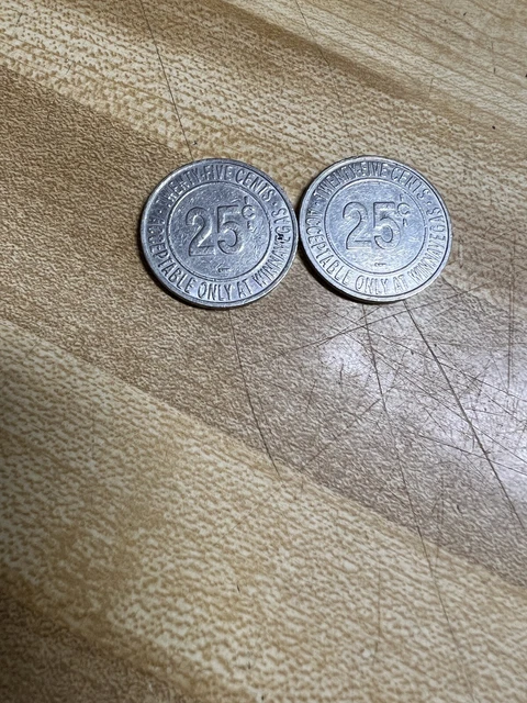 Winnavegas Sloan Iowa Casino Tokens 25 Cents 2 Tokens