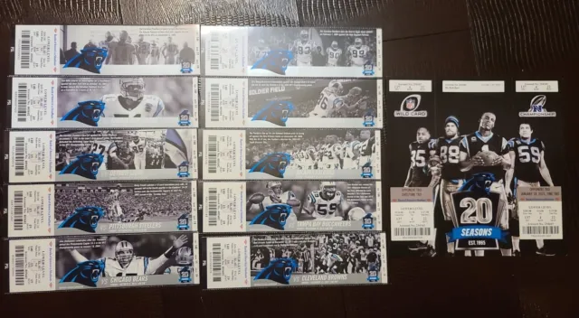 2014 Carolina Panthers Full Regular Season/Playoff Home Tickets Stubs Set Lot
