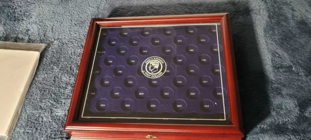 John F Kennedy Half Dollar Coin Glass Display Case The Danbury Mint 1964-2014 BN