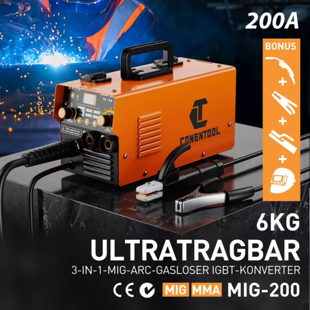 MIG 220V 200A DC Welding Machine  3in1 MMA TIG GAS Gasless ARC MAG IGBT Inverter