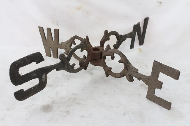 Vintage Large Weathervane N S E W Cast Iron Direction Arms 19" Metal Old Ornate