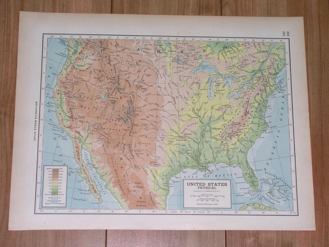 1949 VINTAGE PHYSICAL Map Of United - 1949 Vintage Physical Map Of United States Rockies.webp