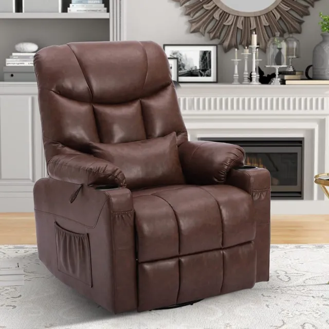 Rocking Chair Swivel Recliner Faux Leather Glider Rocker Sofa Nursery Furniture