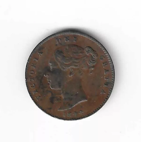 Queen Victoria Young Head Third Farthing 1/4d 1844 coin