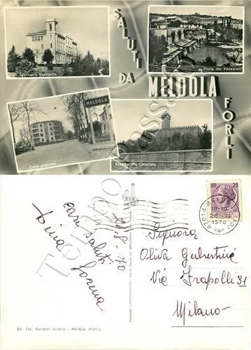 Cartolina Saluti da Meldola, vedutine - Forlì Cesena, 1970