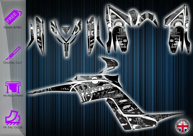 7800 XT Kit Graphique Stickers Pour Yamaha Raptor 700 (2006-2012) - Personnalisation Bleue, Vinyle USA Raptor Nutrition
