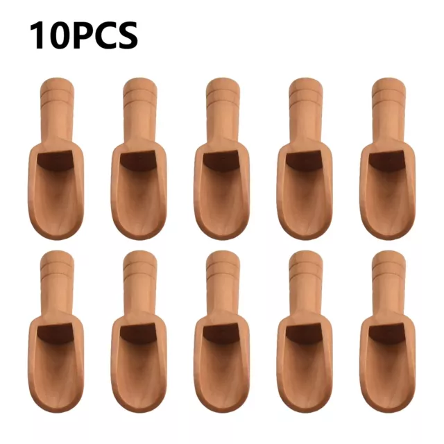 10X Wooden Small Little Mini Scoop Salt Sugar Coffee Spoon Kitchen Tool Cooking