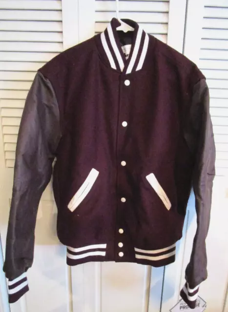 NWT HOLLOWAY MENS Snap Front Quilt lined Varsity Wool/leather Jacket ...