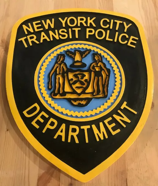 Police New York Transit 3D routed wood Patch Plaque Sign Custom carved