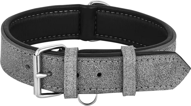 Riparo K-9 dog collar, padded, genuine leather, adjustable, heavy duty