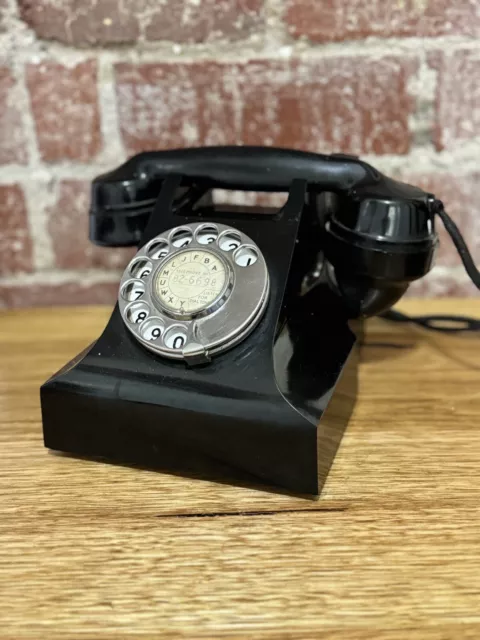 Fantastic! ~ Vintage Antique Bakelite Rotary Dial Black Telephone Phone