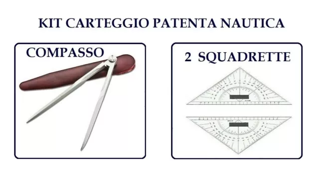 KIT CARTEGGIO ESAME Patente Nautica Compasso - 2 Squadrette EUR 27,79 -  PicClick IT