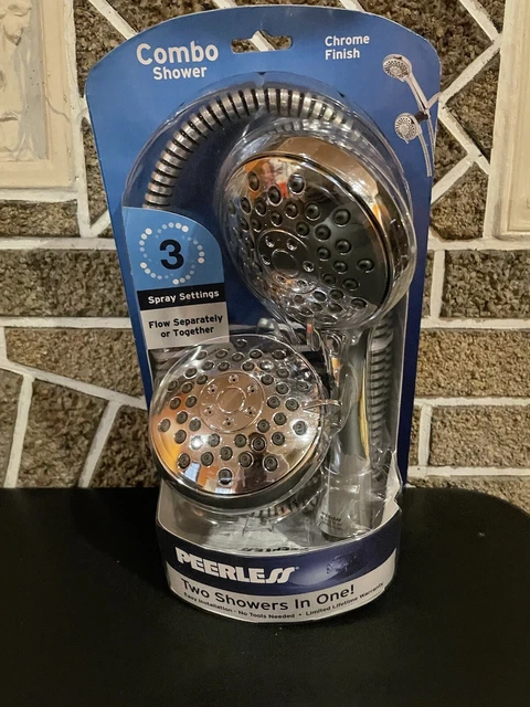 Handheld w/ Shower Head Combo Massage Chrome Finish 3 Settings Tape 5ft Hose NEW