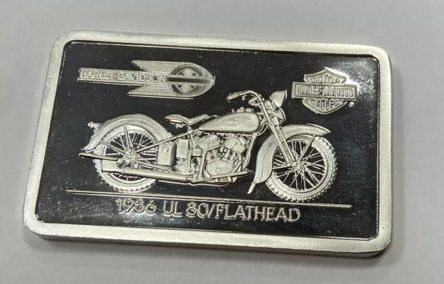 1936 UL80/Flathead Harley Davidson Silver Art Bar B5742 .999 Fine Silver Ingot