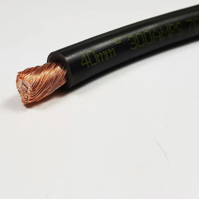 40mm2 Black Flexible PVC Battery Welding Cable 300 A Amps 1M 1 M Length Car Auto