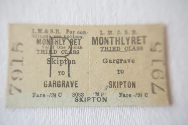 Skipton to Gargrave LMS Railway Train Ticket