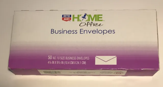 50 No 10 Size Business Envelopes Rite Aid Home Office Brand New 4 1/8 X 9.5 Inch