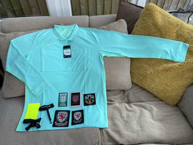 Nike Football Referee Shirt (XL) + Wrist Strap, YC,Sock Stays & Choice of Badges