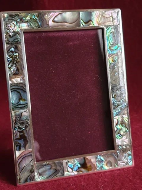 Stunning Vintage Mexican Alpaca Abalone shell photo frame