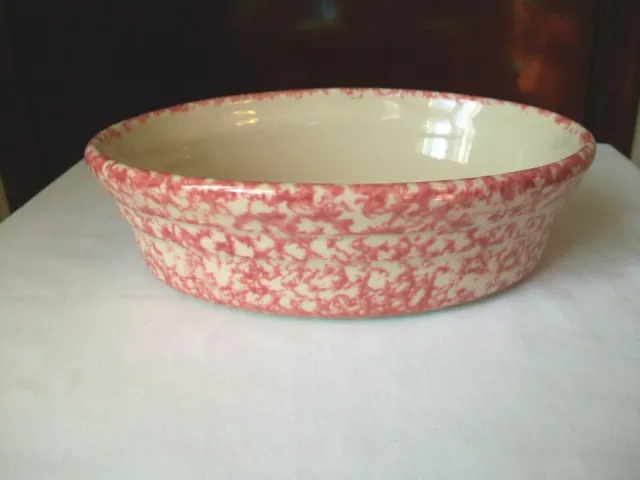 Workshops Of Gerald E Henn Oval Baker Vegetable Bowl 8" Red Spongeware Roseville