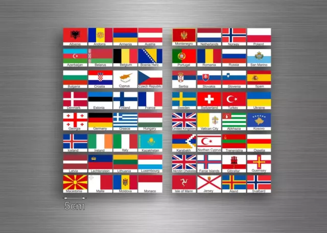 Set 64x sticker european europe flag scrapbooking country collection stamp 5cm A