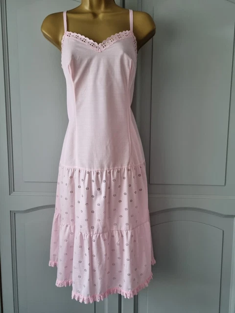 Slip Completi Donna Vintage Rosa Seta Nylon Raso Taglia 16