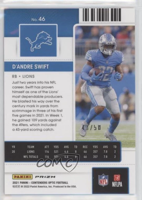 2021 Panini Contenders Optic Season Ticket Orange Prizm /50 D'Andre Swift #46 2