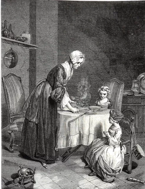 France of yesteryear: SCENE of Blessing before meals in the 19th century - engraving of the 19th century