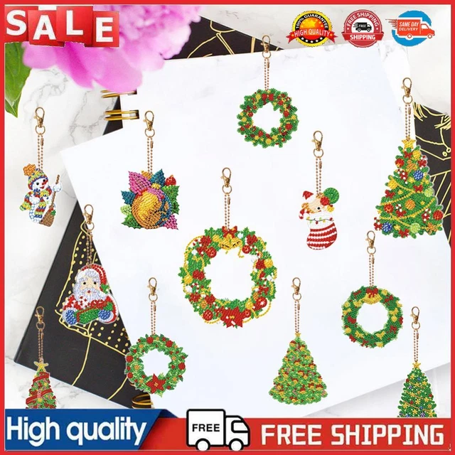 Double Sided Rhinestone Pendant Ornament Snowman Special Shape Santa 6PCS