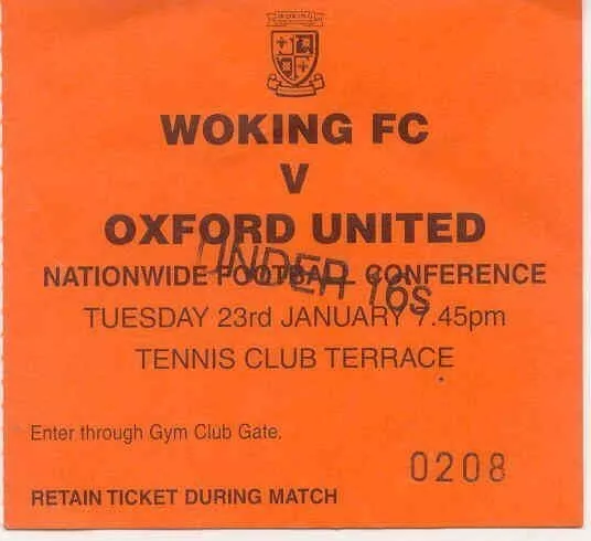 Ticket - Woking v Oxford United 23.01.07