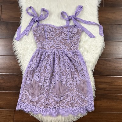 For Love & Lemons Women's Size XS Purple Lace Sleeveless Mini Dress