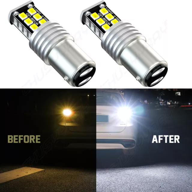 2x 6000K White 1157 Bay15d 24-SMD LED Car Truck Tail Brake Stop Light Bulb 12v