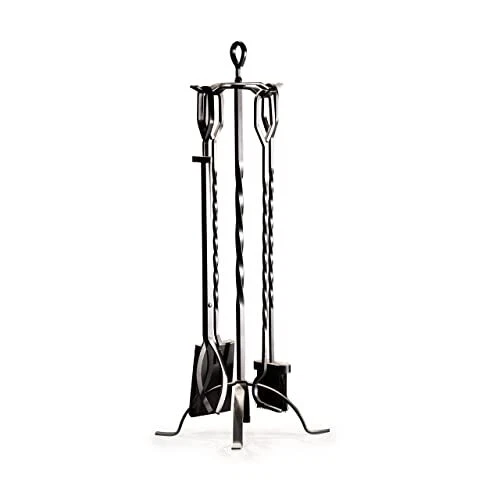 2wayz Fireplace Tools Set 5 pcs Cast-Iron Fireplace Accessories - Coated Poke...