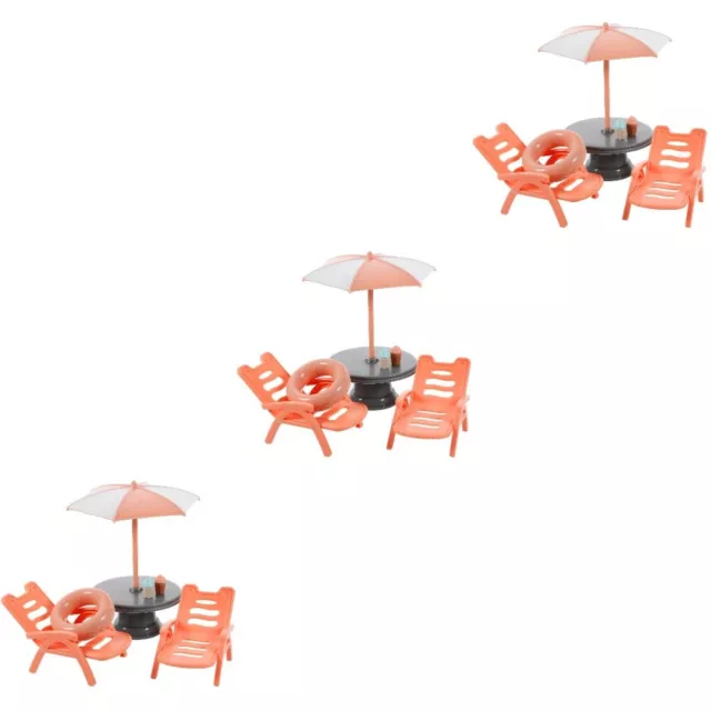 3pcs Beach Chair Set Doll House Doll House Beach Chair Beach Umbrella