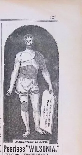 Wilsonia Magnetic Garments Invalids Cures Quack Medicine 1882 Print Ad 3.5x16"