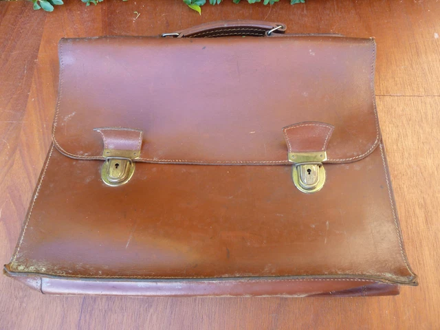 Cartable Ancien En Cuir Années 50 | Sac écolier Vintage Rétro Ethnique