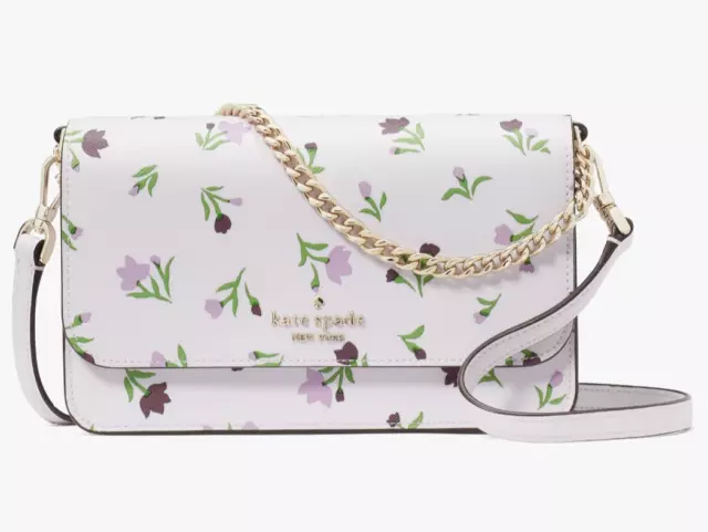 Kate Spade Madison Flap Crossbody Bag Floral Lilac Chain Purse KG238 NWT $299