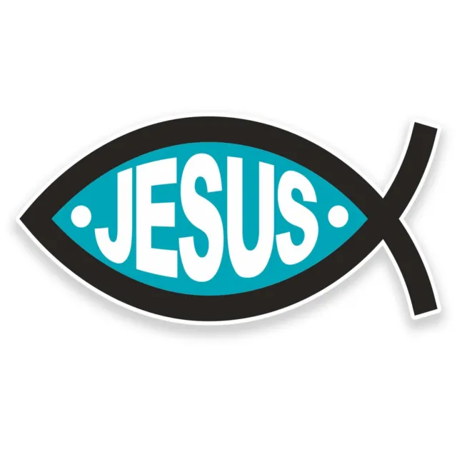 2 x 10cm Jesus Fish Vinyl Sticker Decal Laptop Car Bike Christian Gift Fun #9305