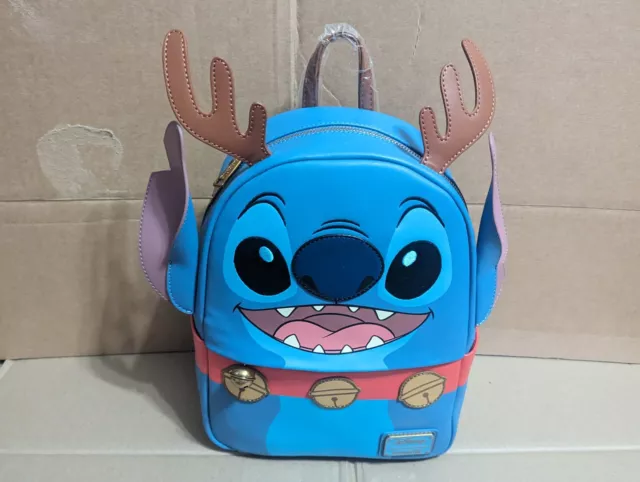 Lilo & Stitch As Reindeer Jingle Bells Holiday Disney Loungefly Mini Backpack