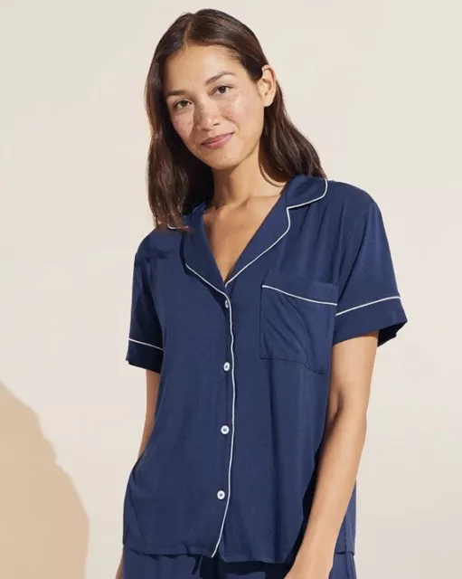 Eberjey Giselle Modal Pajama Top Sleep Shirt Navy Size Small