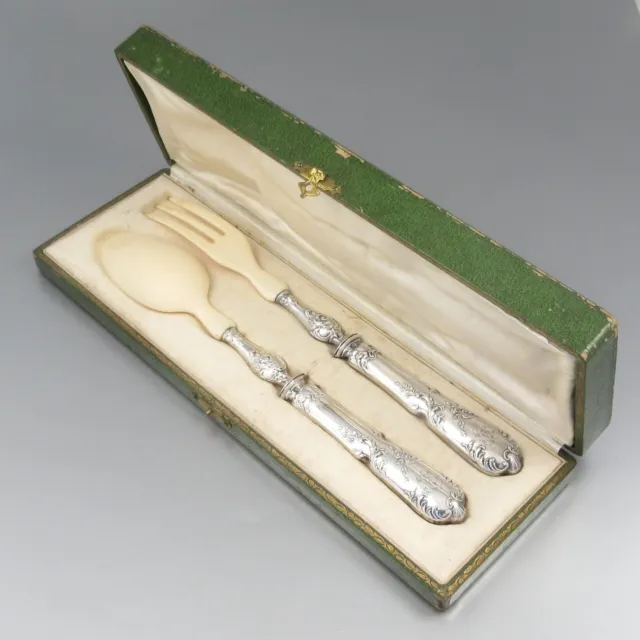Antique French Sterling Silver Clad Salad Set, Louis XV Style, Page Frères, 1901 2