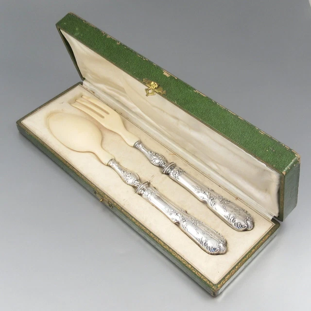 Antique French Sterling Silver Clad Salad Set, Louis XV Style, Page Frères, 1901 2
