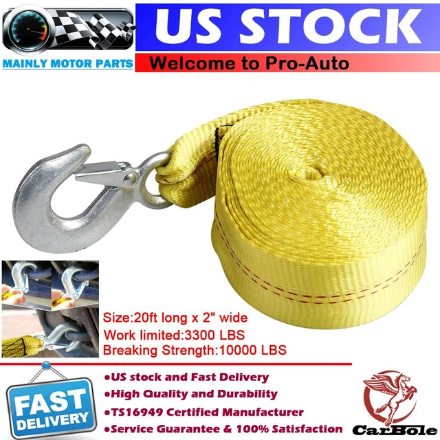 2&X20' DELUXE BOAT TRAILER WINCH STRAP ROPE TOWING 10000 LBS W/ SNAP