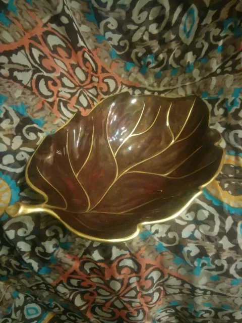 Carlton Ware 1940s Handpainted "Rouge Royale" Leaf Dish Made in England. V 29d